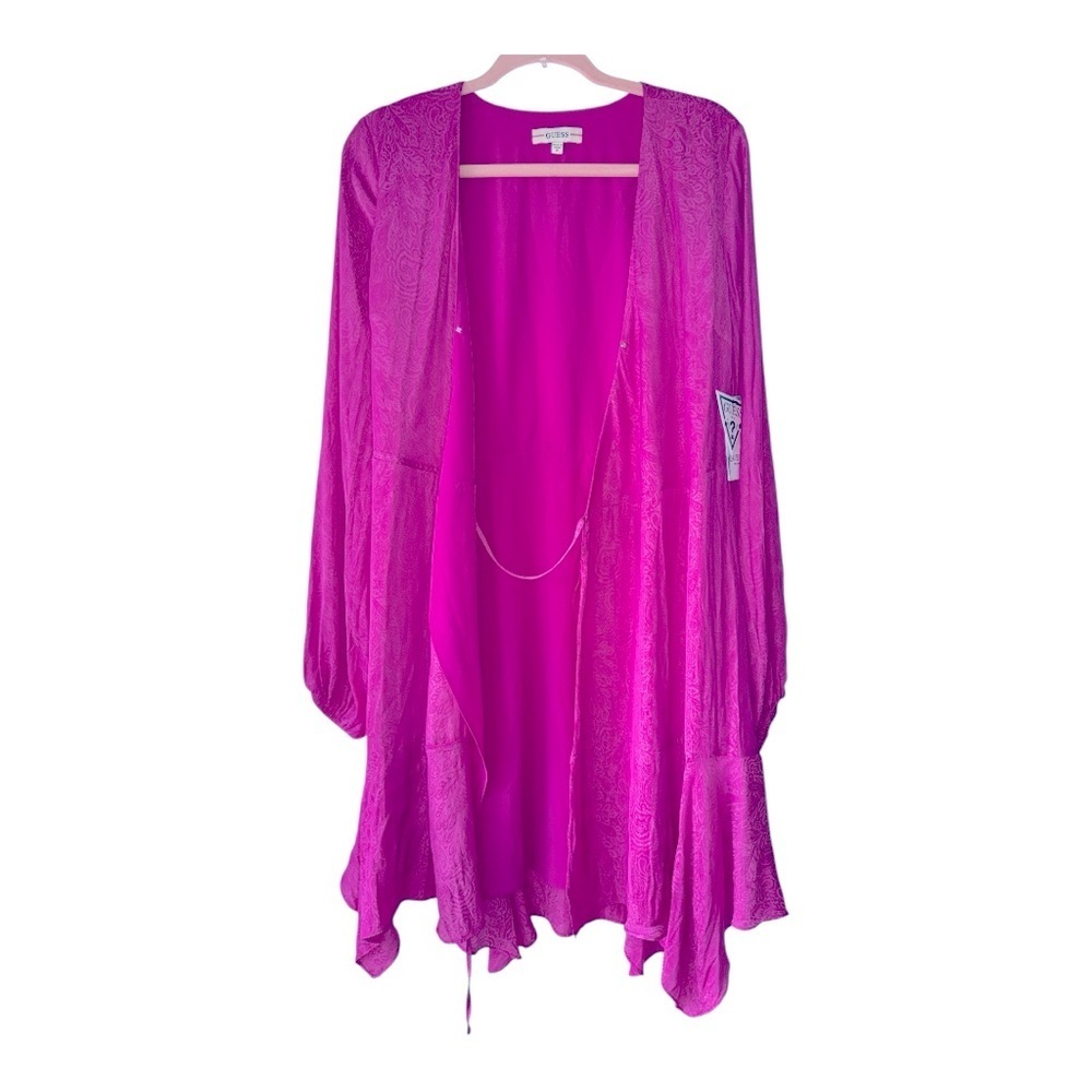 GUESS Medium Women's Hanna Collection PINK FUCHSIA PAISLEY WRAP DRESS NWT - Picture 2 of 9